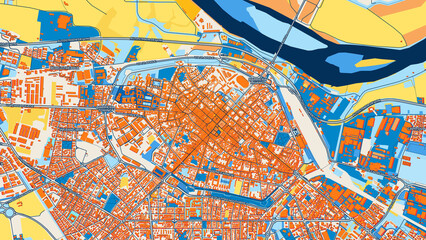Colorful Piacenza Street Map with Labels and Buildings