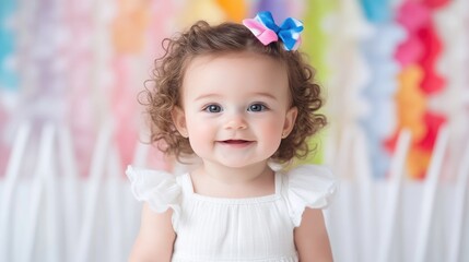 Adorable baby girl, smiling brightly