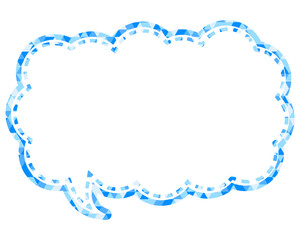 ステンドグラス風吹き出し　三角形模様　細長い雲形