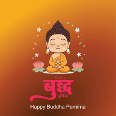 Buddha meditating under a bodhi tree. Mountain temple background. Buddhist holiday, asadha purnima, buddha purnima