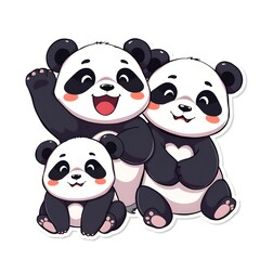 Naklejka premium funny panda family sticker