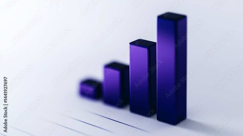 Poster ascending 3d bar graph showing growth, progress, and success.