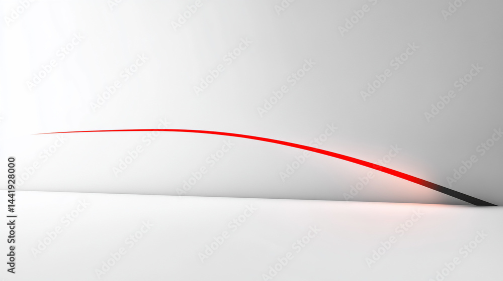 Poster abstract red line curving on white background.