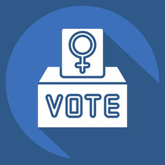 Icon Feminism Vote. related to Feminism symbol. long shadow style. design editable