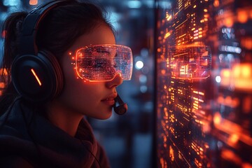 An anonymous figure in a hood sitting at a computer, digital symbols and a protective firewall in the form of a light shield are flying around.