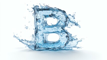 Isolated Letter B Formed From Water Splashes on White Background Rendering