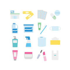 シンプルなドラッグストアのベクターイラストセット - Simple Drugstore Vector Illustration Set