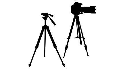 photo camera vector on black tripod with transparent background