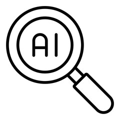AI search and artificial intelligence analysis icon	

