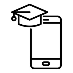 Mobile learning education with graduation cap icon	

