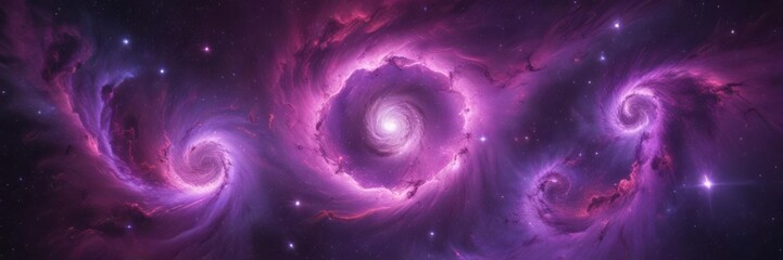 Vibrant purple nebula swirls, star clusters shine  Cosmic wonders , astrophotography, celestial
