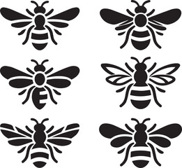 Honey Bee Array: An illustrated array of honey bees showcases intricate designs and details, perfect for various applications related to nature, environment, and design.