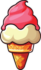 vanilla strawberry ice cream cone