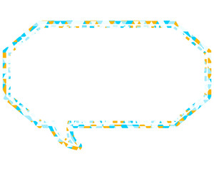 ステンドグラス風吹き出し　三角形模様　細長い八角形