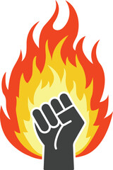 주먹과 그 주변의 불꽃으로 분노를 표현한 일러스트