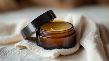 Amber glass jar of skin cream