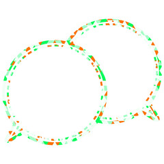 ステンドグラス風吹き出し　三角形模様　重なる会話