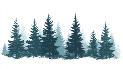 Majestic evergreen forest silhouette winter trees nature background illustration graphic design fir