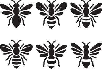 Honey Bee Array: An illustrated array of honey bees showcases intricate designs and details, perfect for various applications related to nature, environment, and design.