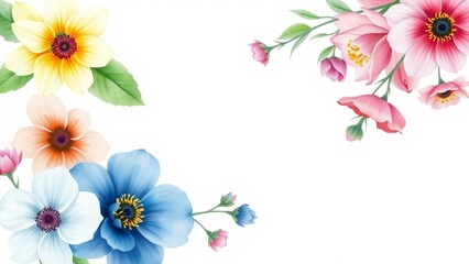 Fototapeta premium eleganter Blumenrahmen mit schönen Blüten, ideal für Einladungen, Hochzeiten, Muttertag, Valentinstag, Geburtstage und romantische Designs.