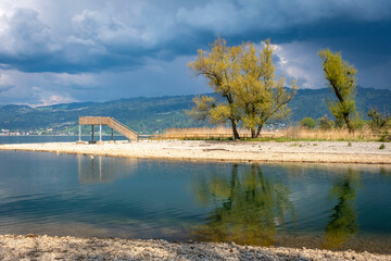 colorful landscape at the Schweinebucht and a local recreation area at the lake Constance