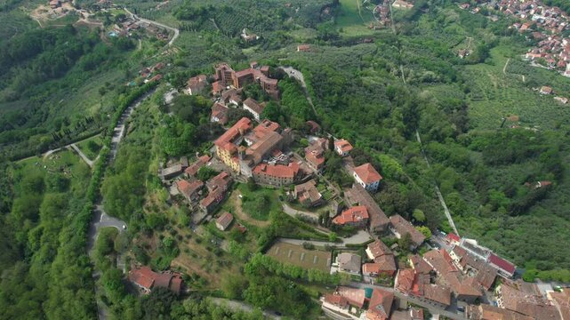 Aerial video documentation of Montecatini Alto, Tuscany Italy