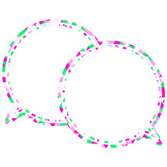 ステンドグラス風吹き出し　三角形模様　重なる会話