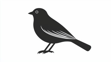 Fototapeta premium A simple, flat-style bird icon in monochrome, set against white