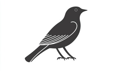 Fototapeta premium A simple, flat-style bird icon in monochrome, set against white