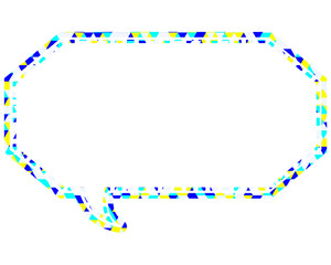 ステンドグラス風吹き出し　三角形模様　細長い八角形
