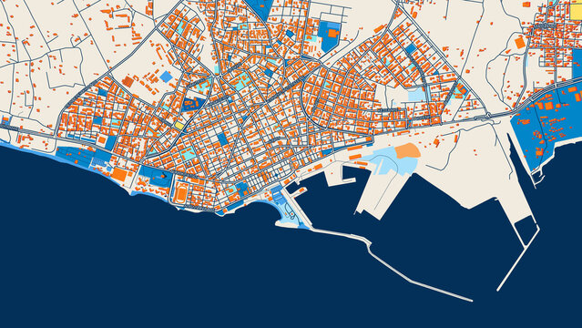 Colorful Alexandroupoli Street Map with Labels and Buildings