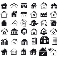 Home Icons Pack, Real Estate, Property, and Housing Symbol Collection.