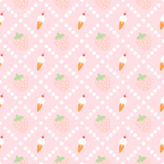 seamless pattern with ice cream and strawberry