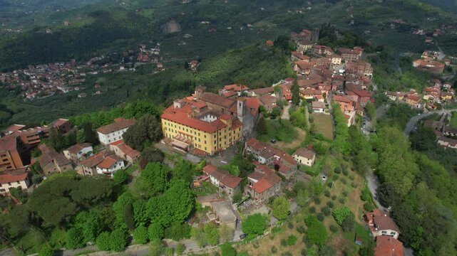 Aerial video documentation of Montecatini Alto, Tuscany Italy