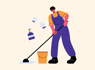 Obraz premium set of an Profession Cleaning Service Character Illustration