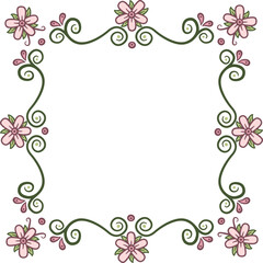 Obraz premium Square garland with flowers. Illustration made with a garland of flowers on a white background creating a square border.