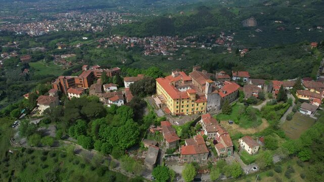 Aerial video documentation of Montecatini Alto, Tuscany Italy