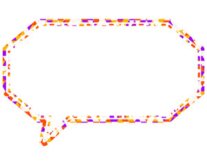 ステンドグラス風吹き出し　三角形模様　細長い八角形