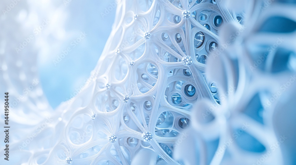 Poster abstract white lattice structure, intricate design, 3d render.