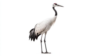 Obraz premium A tall, elegant crane bird standing, isolated on a white background