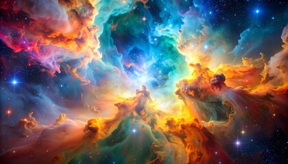A cosmic nebula bursting with vivid colors