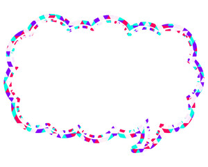 ステンドグラス風吹き出し　三角形模様　細長い雲形