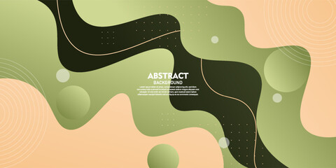 Abstract fluid wave background with green and brown color background. Liquid shapes concept. Eps10 vector