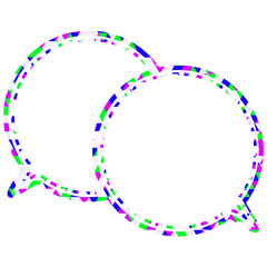 ステンドグラス風吹き出し　三角形模様　重なる会話
