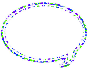 ステンドグラス風吹き出し　三角形模様　丸形