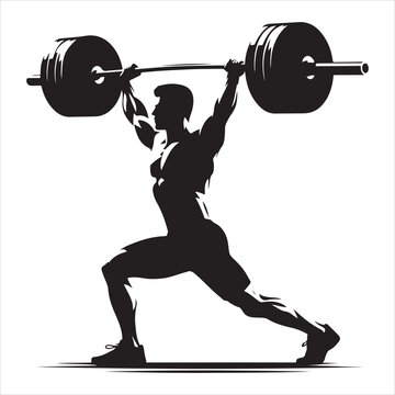 A singel parson  clear workout silhouette weightlifting, and Graphic, vector black color silhouette 