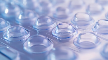 Bubbles in clear plastic packaging laboratory close-up photography contemporary macro view product presentation