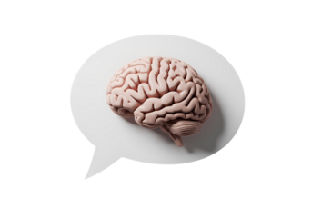 Human Brain in Speech Bubble: Mind, Thinking, and Communication on Transparent  background