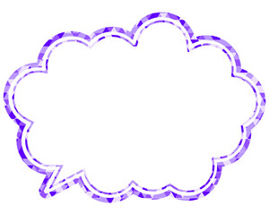 ステンドグラス風吹き出し　三角形模様　丸みのある雲形