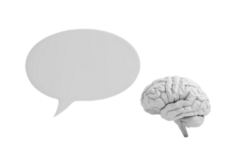 Communication and Thought: Brain and Speech Bubble Illustration on Transparent  background